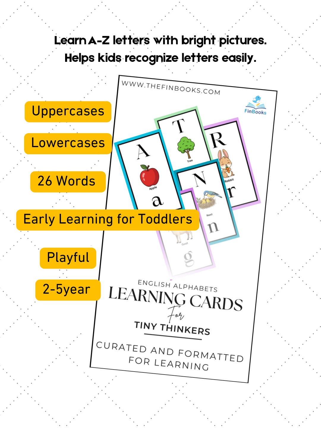 EnglishAlphabet Flash Cards for Kids (A–Z) | Early Learning Letter Cards | Ages 2–5