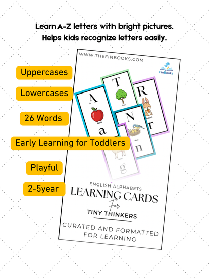 EnglishAlphabet Flash Cards for Kids (A–Z) | Early Learning Letter Cards | Ages 2–5